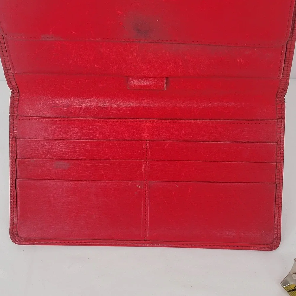 Louis Vuitton Red Epi Leather Long Wallet Card Holder Organizer Authentic